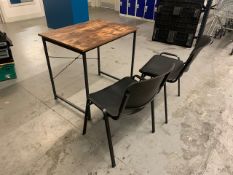 Wooden Rectangular Shaped Table with Two Matching Chairs