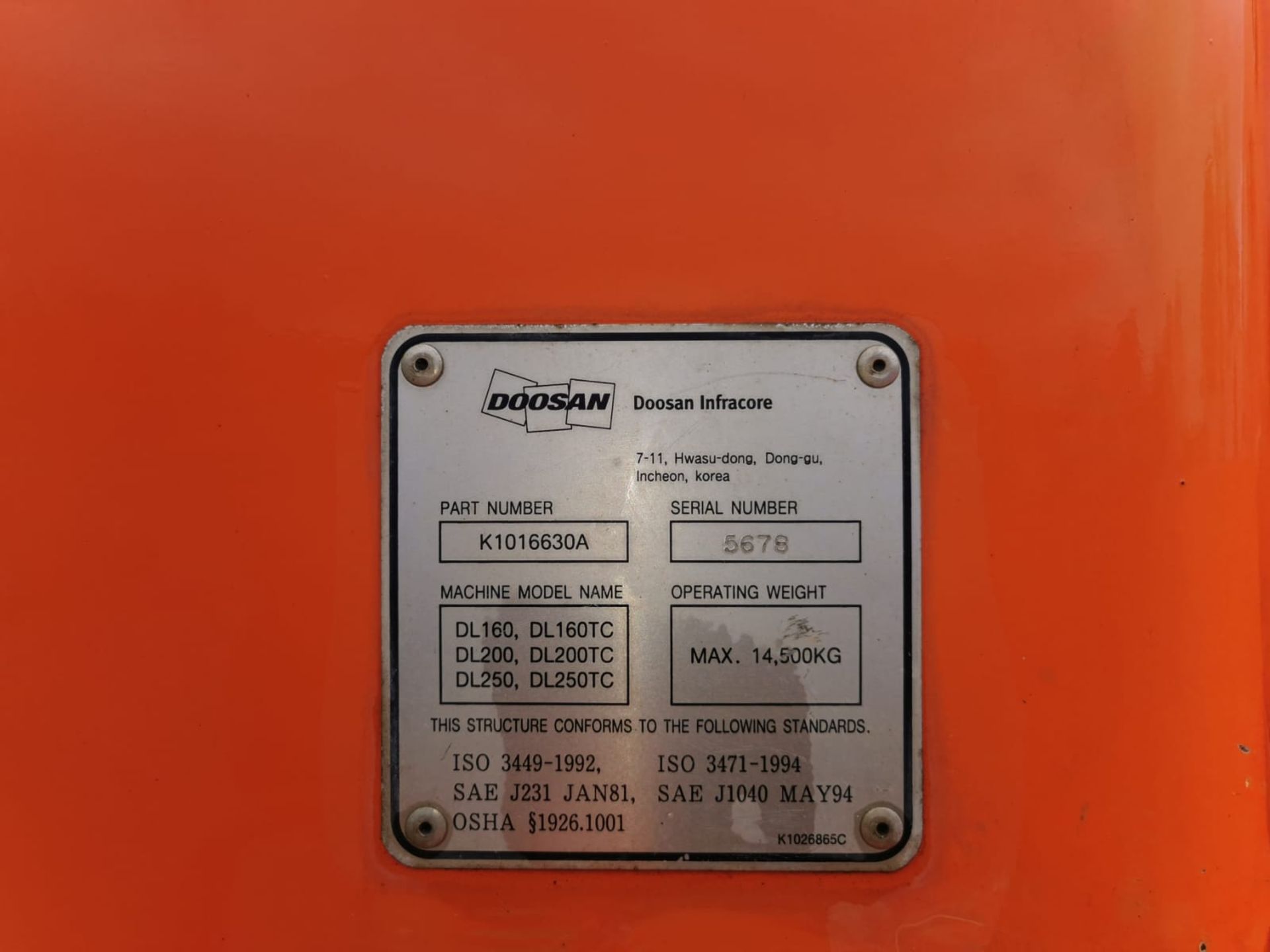 2011, Doosan DL200 Loading Shovel - Image 5 of 6