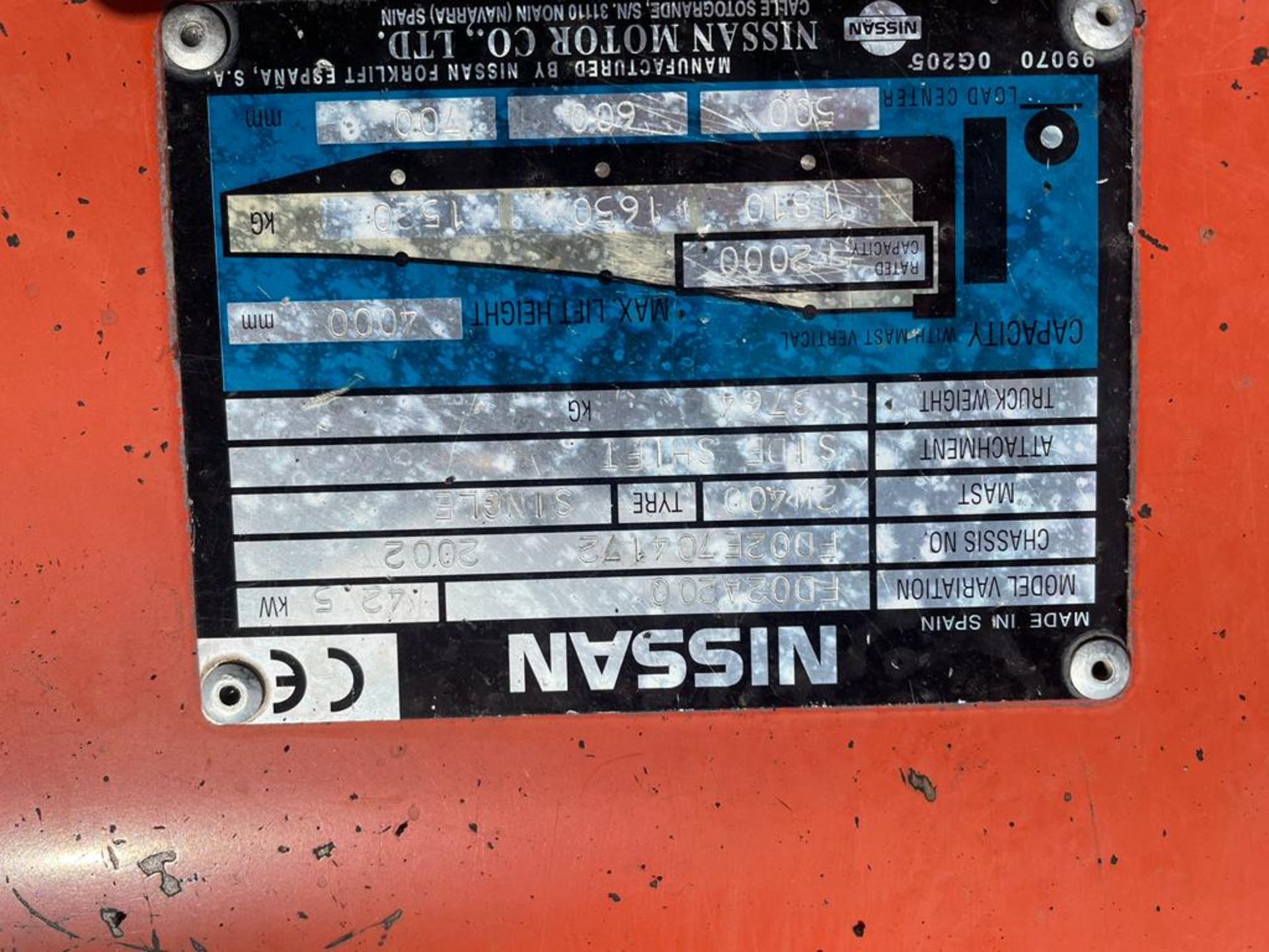 NISSAN 2.0 Ton Diesel Forklift - Image 2 of 8