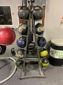 Physical Medicine Ball Rack and Set of Medicine Balls