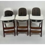 Trio of wooden and faux leather high chair