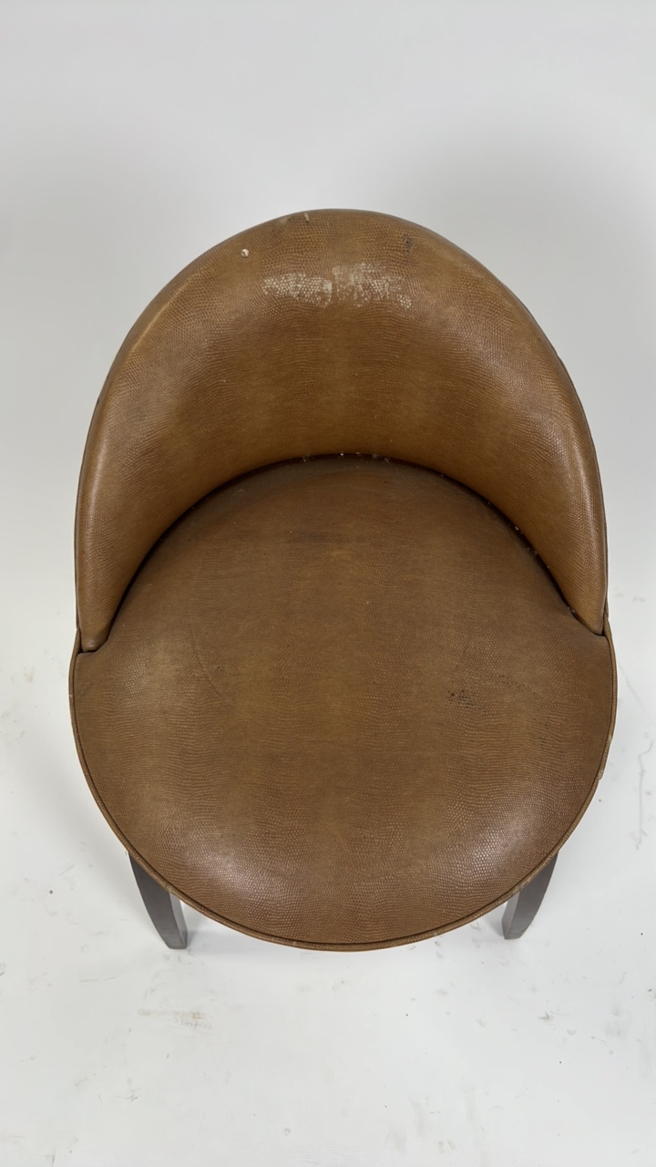 Wooden Stool with Faux Leather - Image 4 of 7