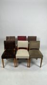 Assortment of 6 Wooden and Fabric Dining Chairs