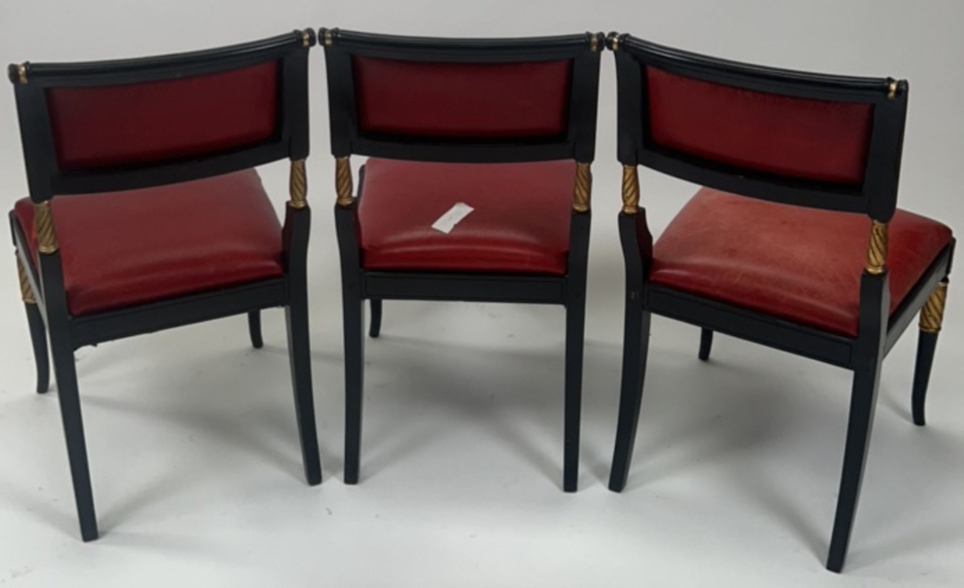 Trio of regency ebonised gilt dining chairs - Image 2 of 7