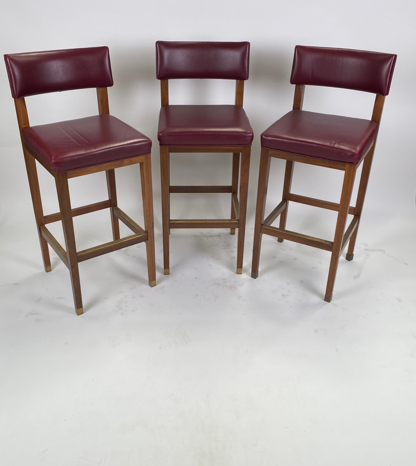 Trio of Leather Bar Stools - Image 2 of 6