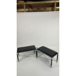 A Pair of Metal & Faux Leather Benches