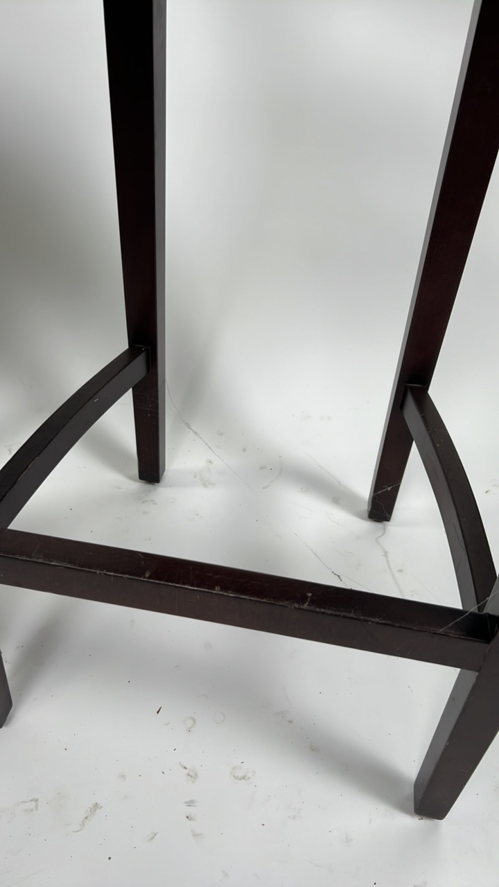 A Pair of Wooden Stools with Faux Leather Seats - Image 5 of 5