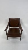 Metal and faux leather arm chair