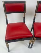 Trio of regency ebonised gilt dining chairs