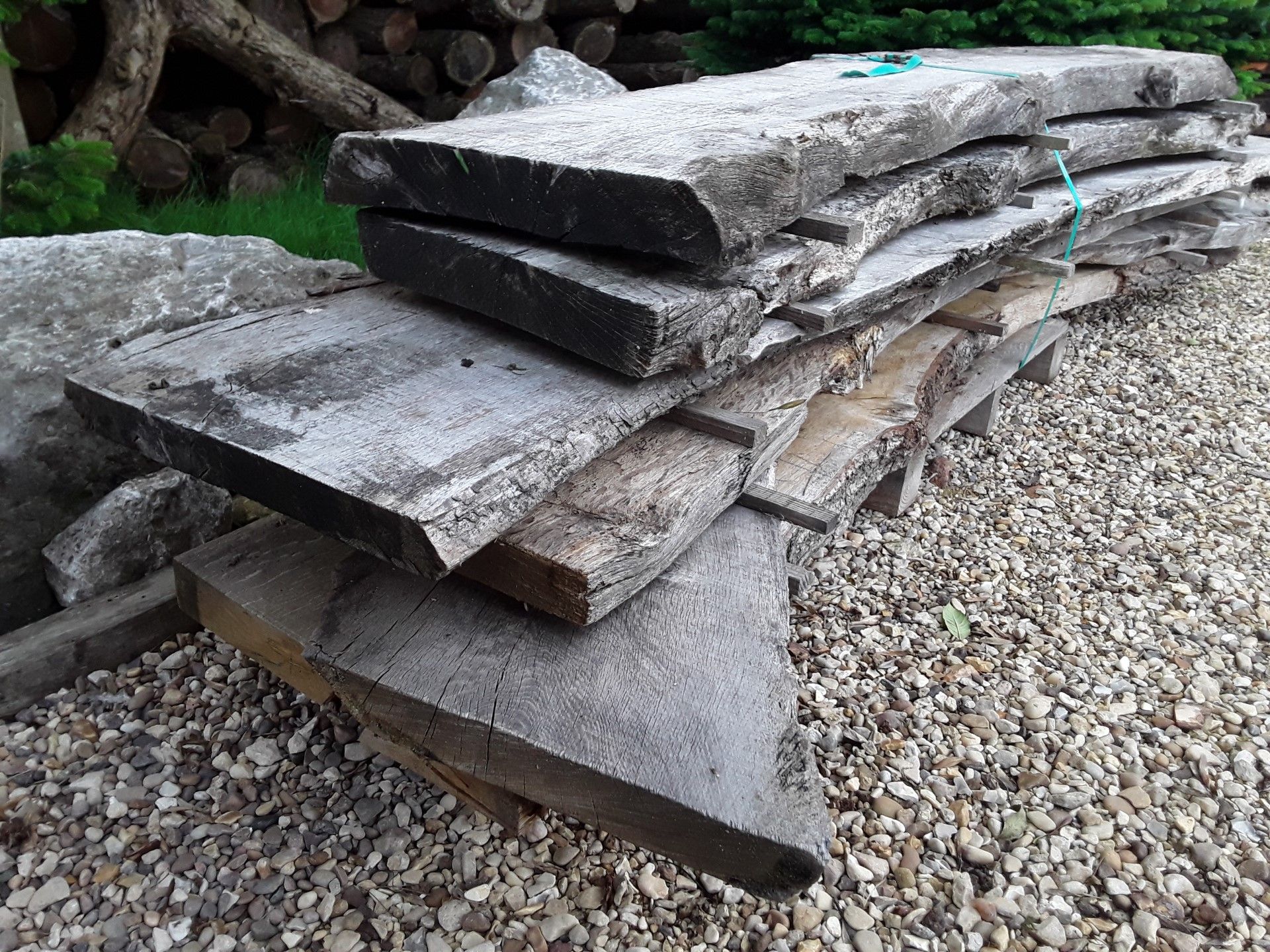 6x Hardwood Air Dried Sawn English Waney Edge / Live Edge Oak Boards / Planks - Image 3 of 4