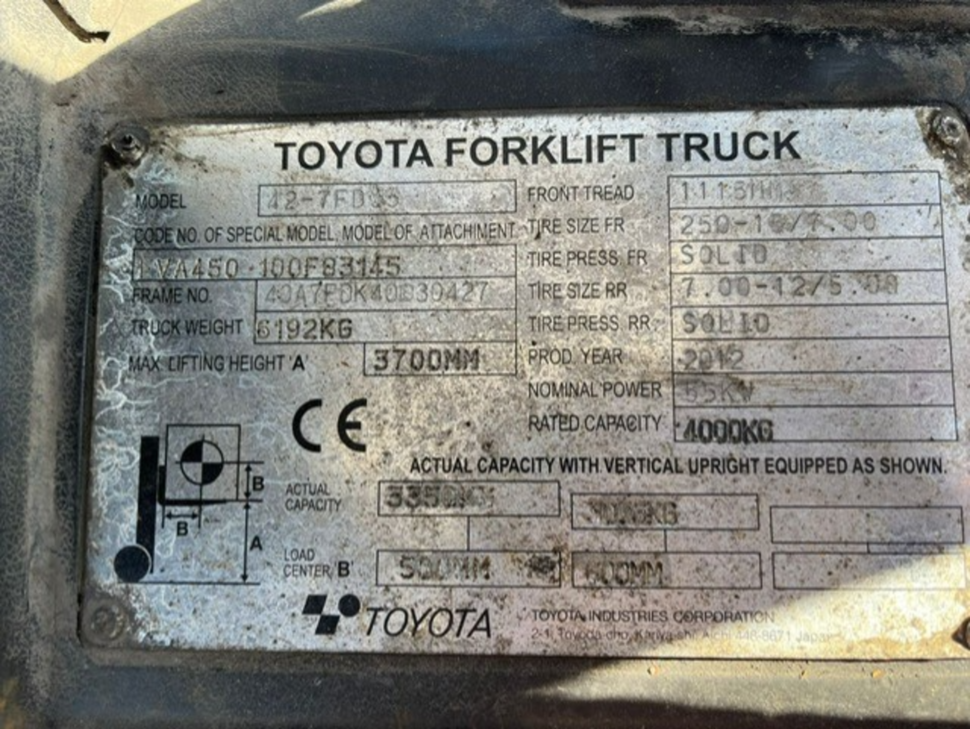2012, TOYOTA Forklift - Image 6 of 7