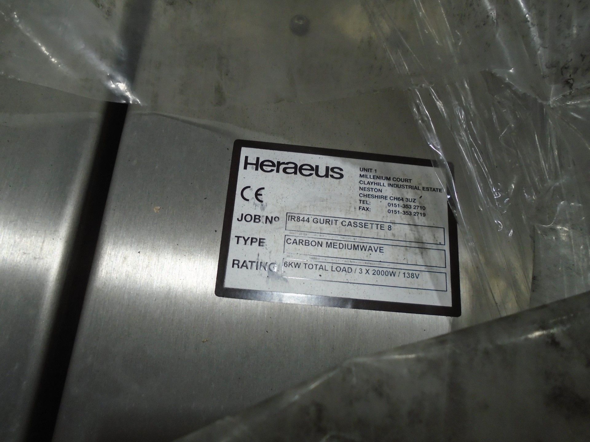 8No Heraeus Noblelight Infrared industrial heating system emitters (IR Lamps) - Image 3 of 3