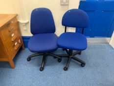 Pair of Mobile Upholstered Office Chairs