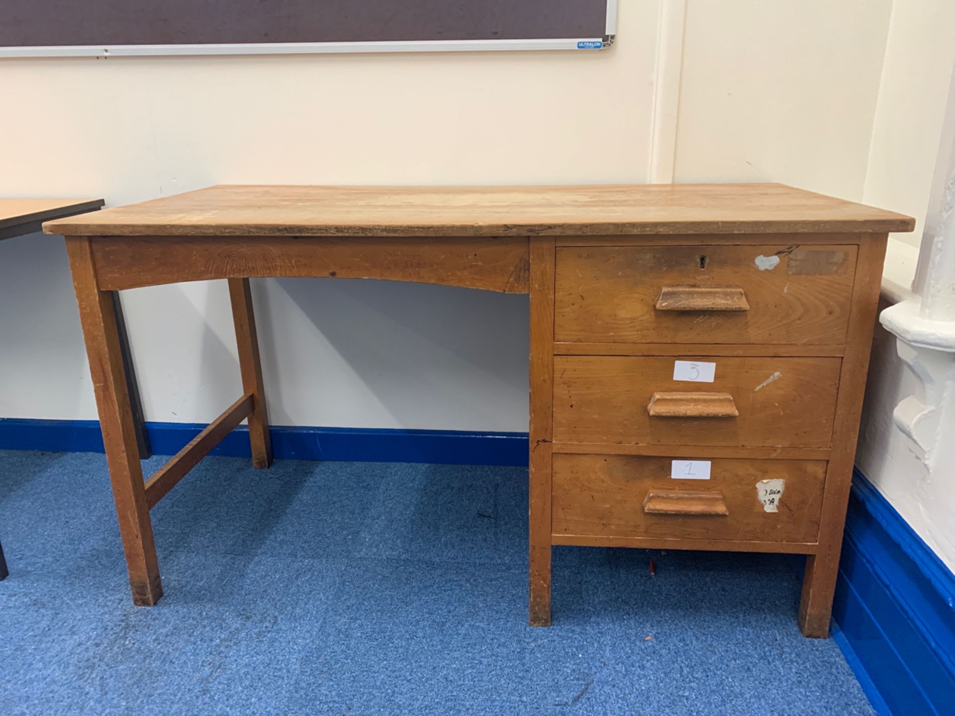 Mid-century Beech Effect Wooden Desk - Image 2 of 4