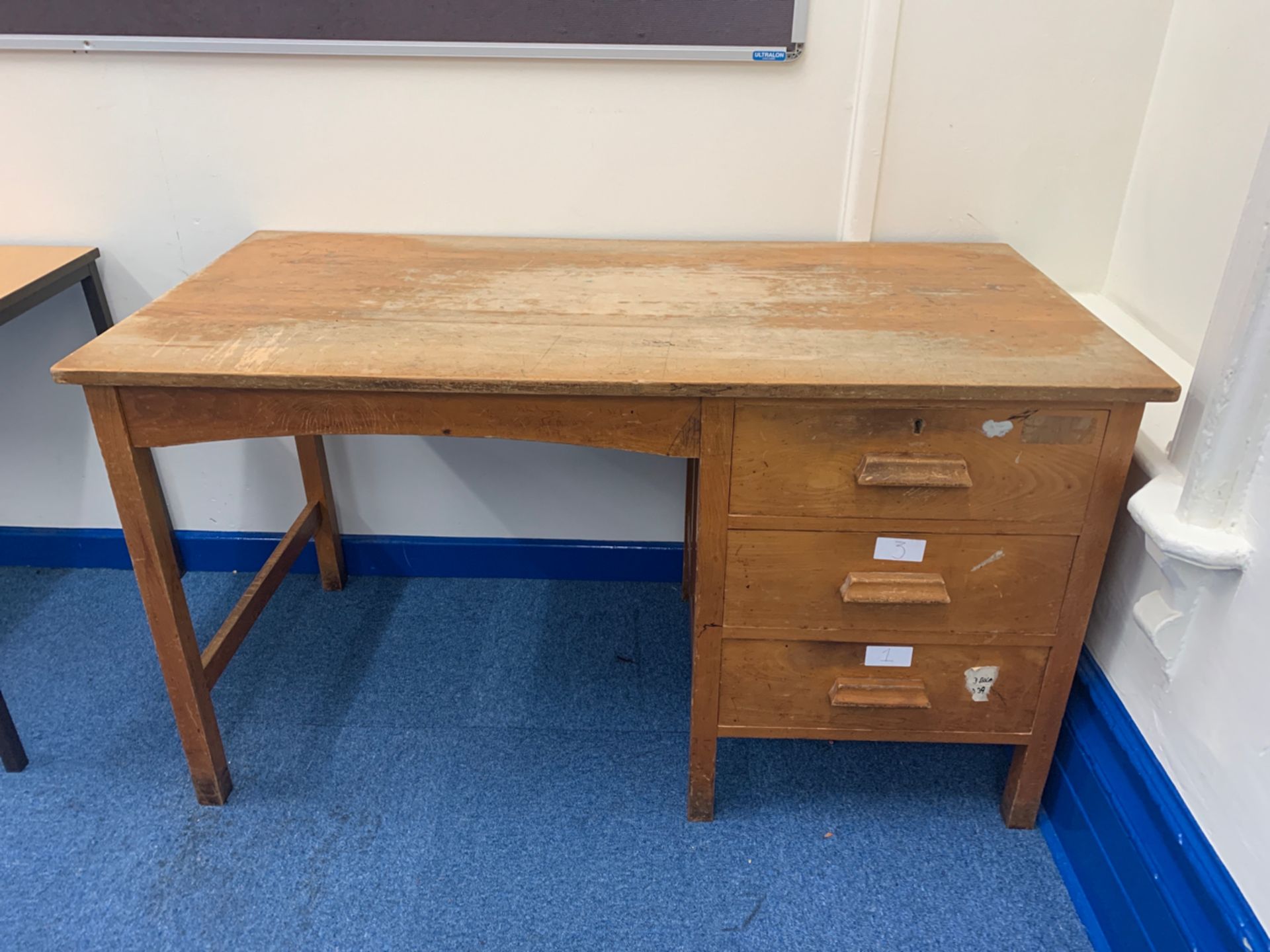 Mid-century Beech Effect Wooden Desk - Image 3 of 4