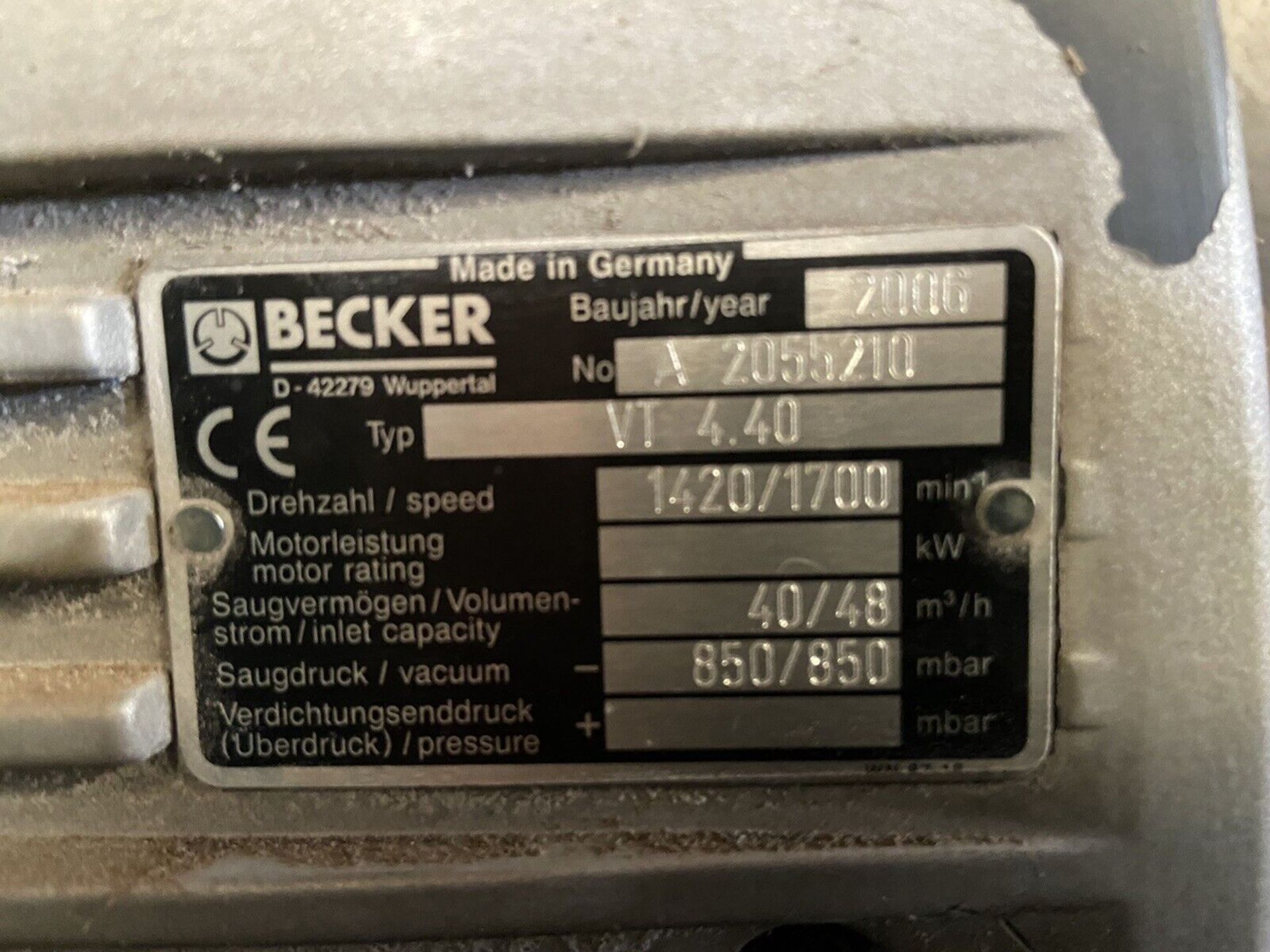 Becker VT 4.40 Vacuum Pump - Image 5 of 5