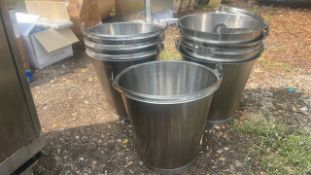 Set Of 8 x 12ltr Stainless Steel Buckets