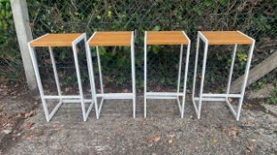 4 x Wood Effect and Metal Bar Stools