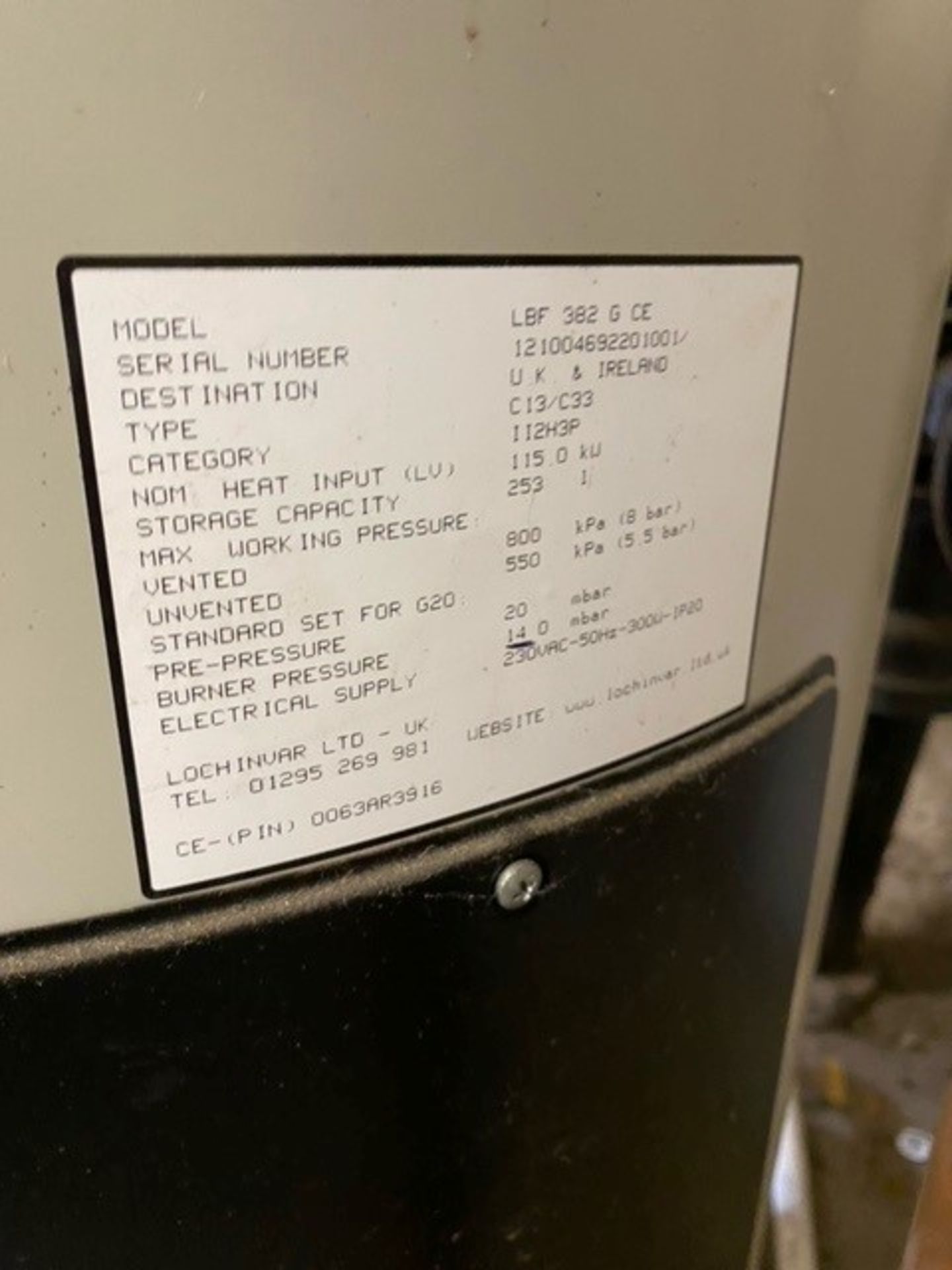 Lochinvar LBF382 G CE Calorifier Gas Fired Water Heater - Image 2 of 2