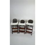 Trio of Wooden and Faux Leather High Chair