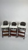 Trio of Wooden and Faux Leather High Chair