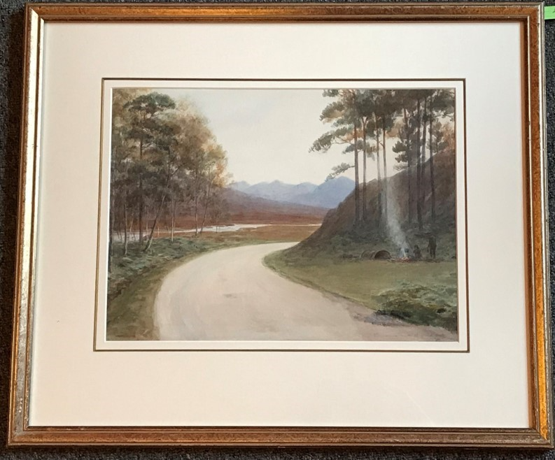 Alexander Fraser Jnr signed watercolour "Traveler's at Kintail" - Image 2 of 3