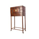 c1850 Chinese Wood & Brass Mounted Travelling Cabinet