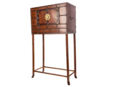 c1850 Chinese Wood & Brass Mounted Travelling Cabinet