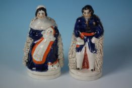 Pair Staffordshire Pottery Queen Victoria&Albert with baby