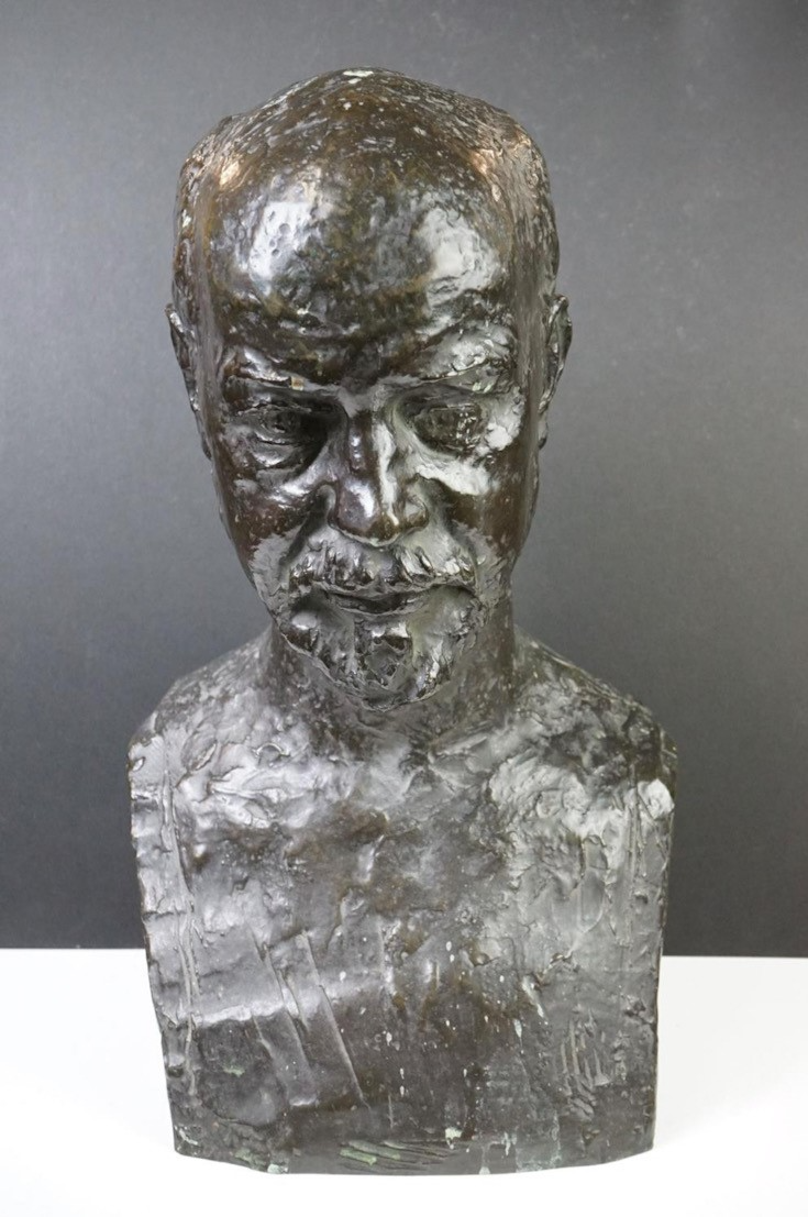 Bronze Bust of a Gentleman, with textured finish. - Image 2 of 9