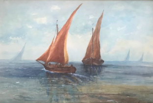 E C Pringle flourished 1880’s-1890’s Large Watercolour French Shipping