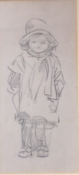 "My new coat" original pencil drawing by Eileen Alice Soper RMS SWLA 1905-1990