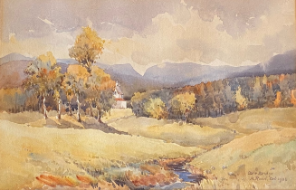 Signed watercolour by N Read of Scottish Highland view “Carrbridge”