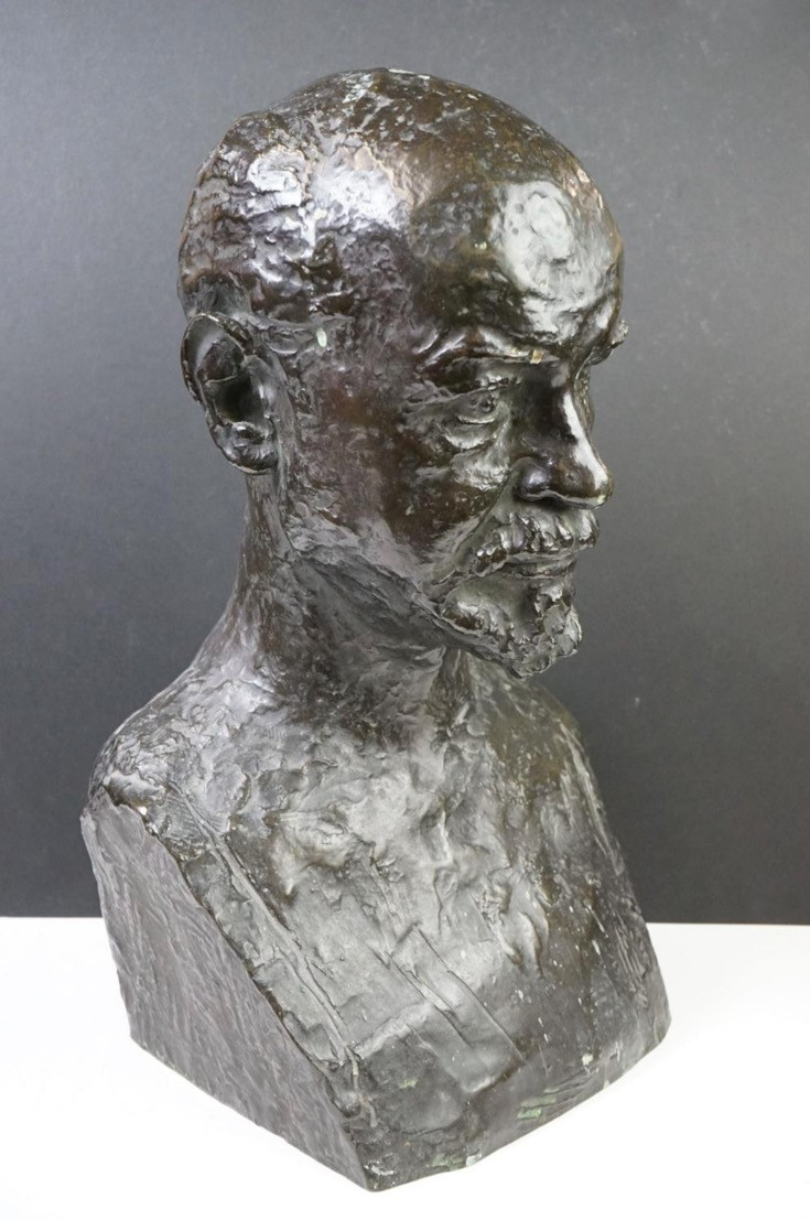 Bronze Bust of a Gentleman, with textured finish.