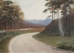 Alexander Fraser Jnr signed watercolour "Traveler's at Kintail"