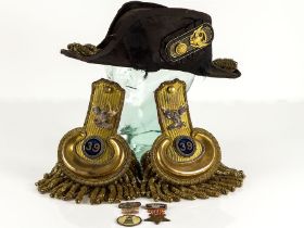 US Civil War Bicorn Hat Medals & 39th New York Inf Reg Epaulette
