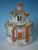 Victorian Staffordshire pottery two storey cottage