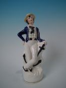 Victorian Staffordshire Pottery sailor & anchor figure