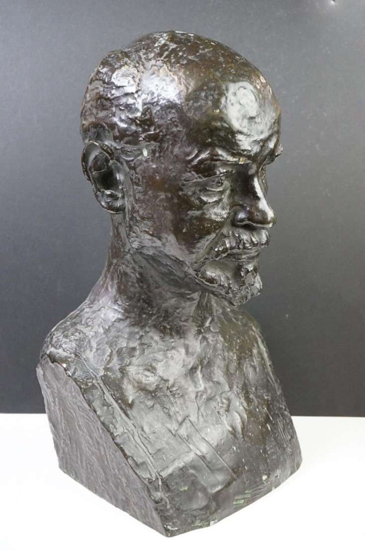 Bronze Bust of a Gentleman, with textured finish. - Image 3 of 9