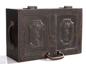 c1850 British Victorian Army Iron Travelling Strong Box