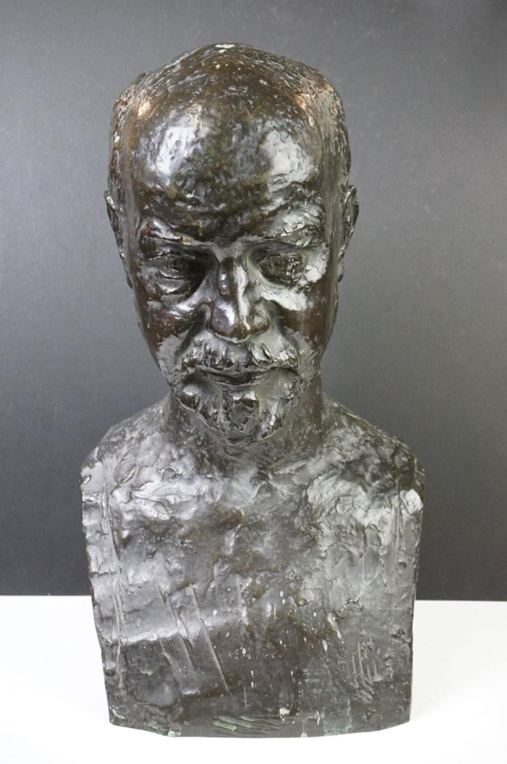 Bronze Bust of a Gentleman, with textured finish. - Image 7 of 9