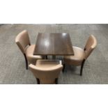 3 x Brown Leather Chairs and 1 x Square Table