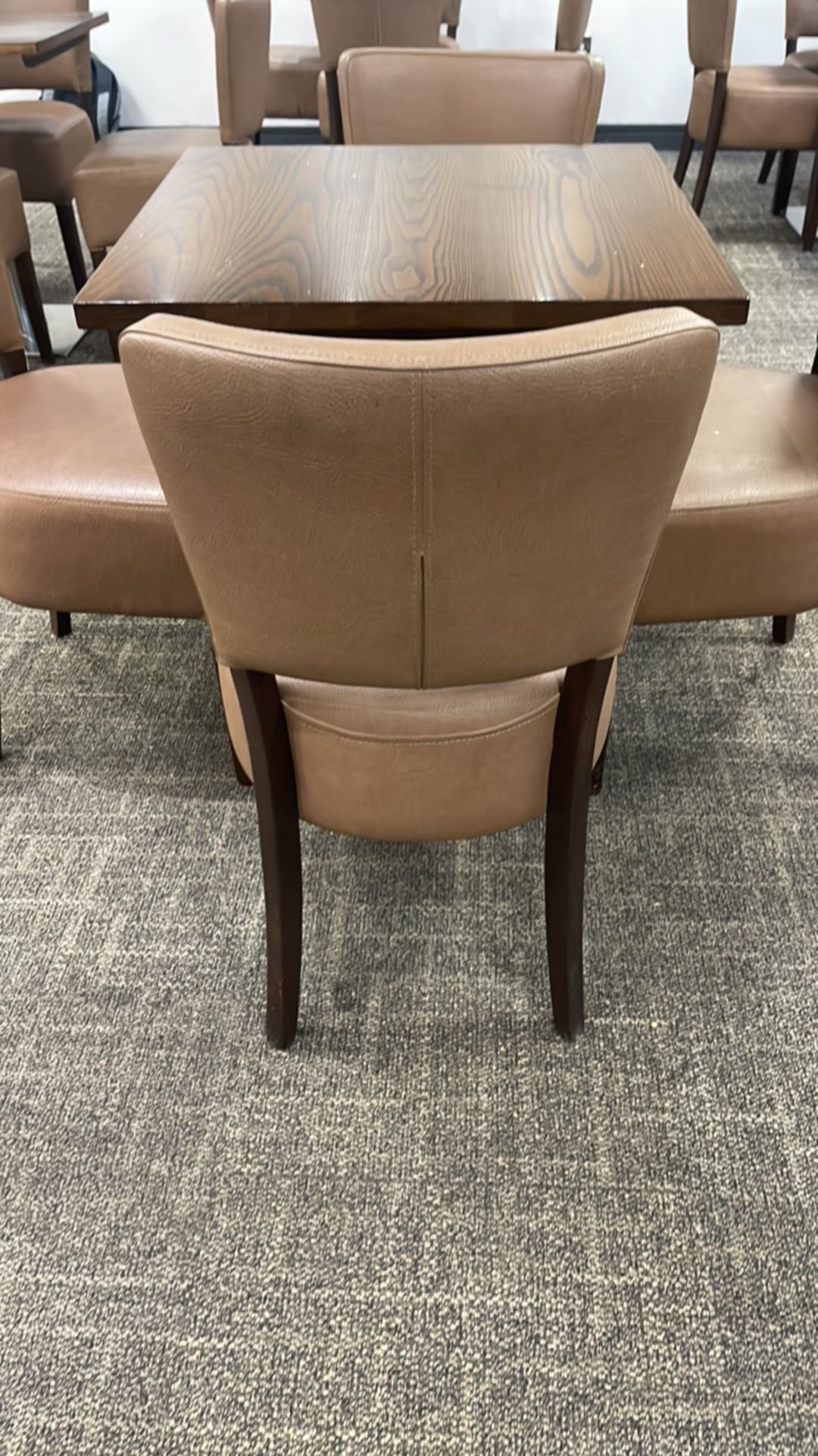 4 x Brown Leather Chairs and 1 x Square Table - Image 5 of 6