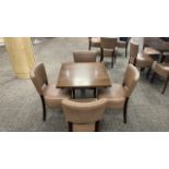 4 x Brown Leather Chairs and 1 x Square Table