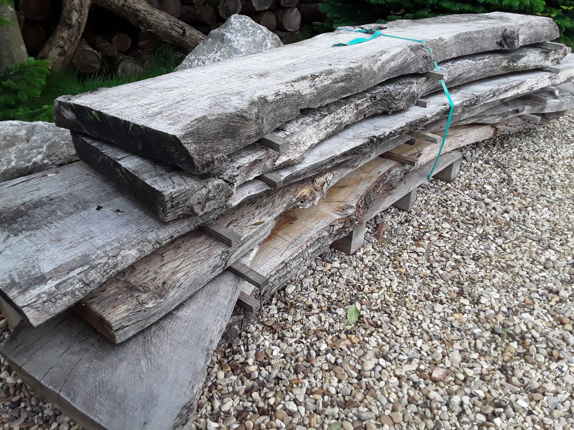 6x Hardwood Air Dried Sawn English Waney Edge / Live Edge Oak Boards / Planks - Image 4 of 4