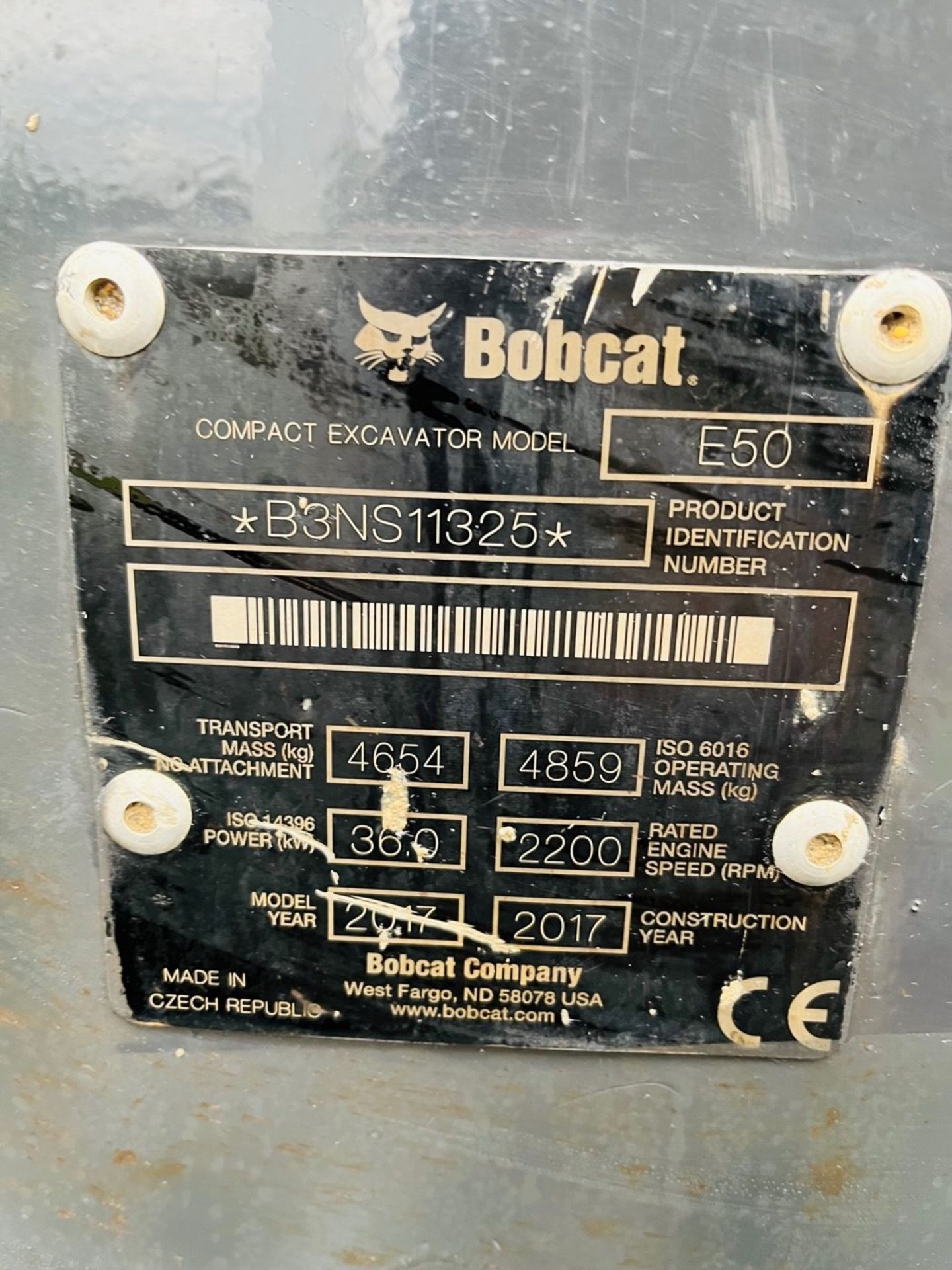 2017, BOBCAT E50 EXCAVATOR - Image 5 of 12