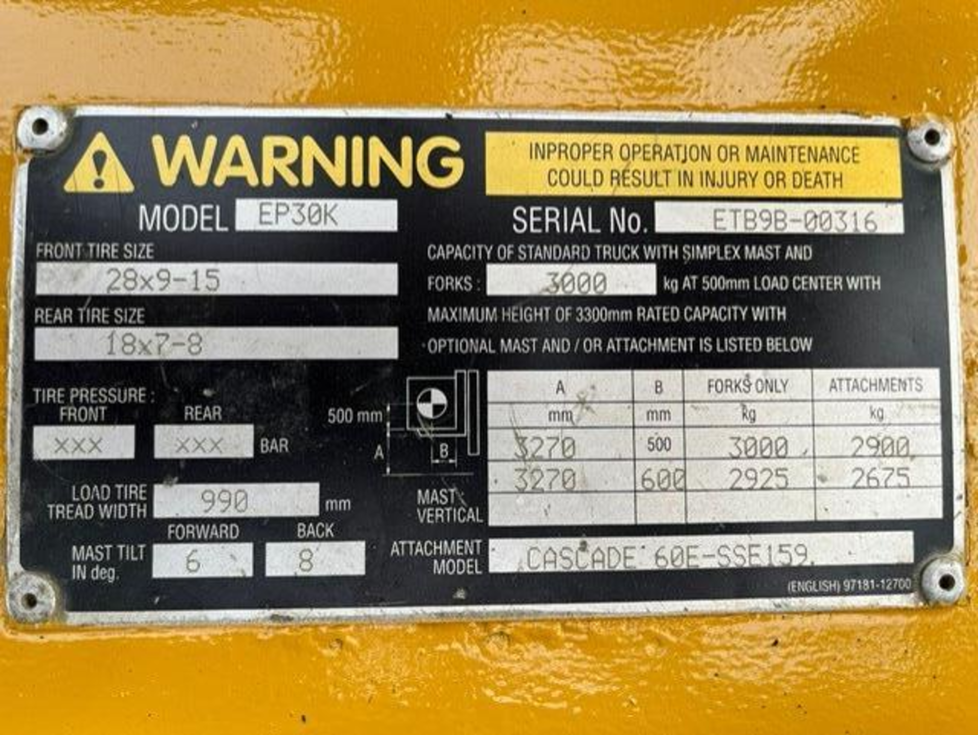 2003 CATERPILLAR, 3 Tonne Electric Forklift - Image 7 of 8