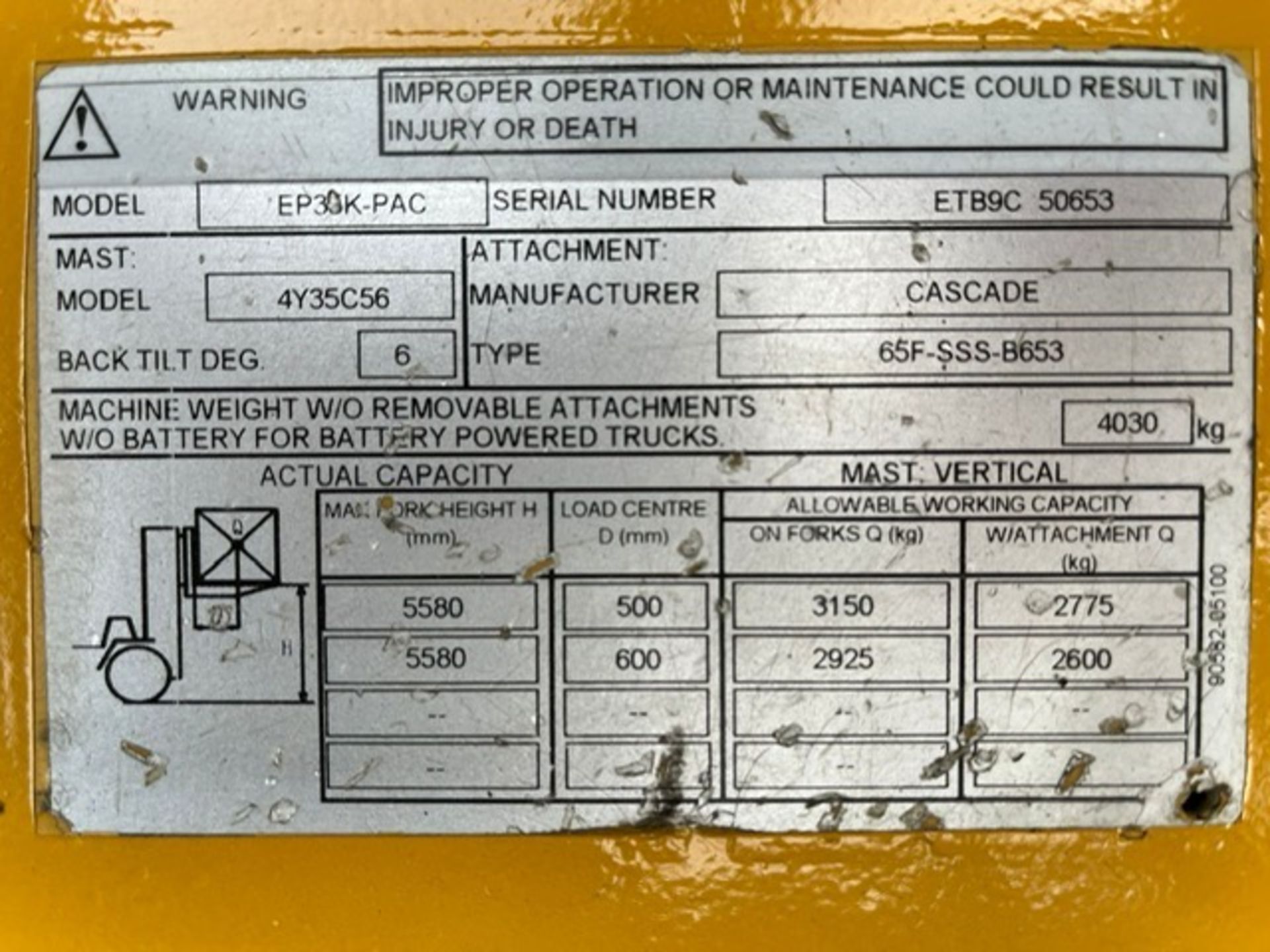 Caterpillar 3.5 tonne electric Forklift - Image 5 of 5