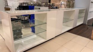 5 x White High Gloss Display Units with Glass Shelves