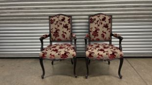 Pair of Roche Bobois Floral Dining Chairs with Arms